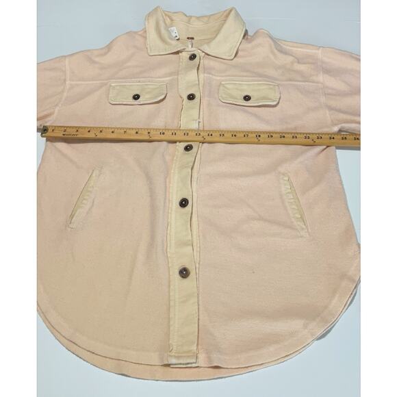 Free People‎ Oversized Ruby Sweetheart Fleece Shirt Jacket Distressed Size Small - Picture 5 of 16